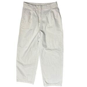 Calvin Klein Mens 30W 32 x 31 Cotton Linen Jeans Creme Chino High Rise Wide Leg